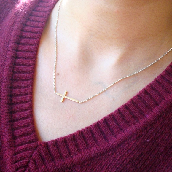 Horizontal Cross, Sterling Silver Petite Cross - Picture 3 of 4